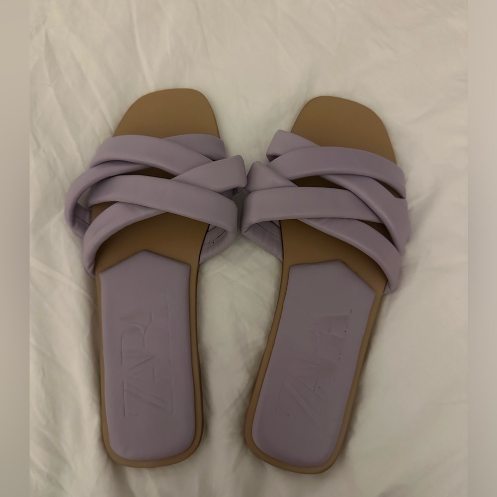 Zara purple faux leather sandals